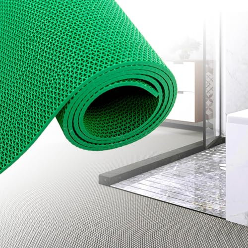 MBBTAG Tapis caoutchouc exterieur, 4,5 mm d'épaisseur, grand tapis en caoutchouc creux, Matériau PVC, tapis de piscine en forme de S, caillebotis caoutchouc, Pas facilement déformable(Vert,120x100x0.4