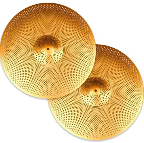 Platillos Hi Hat De Bajo Volumen Par De Platillos Hi Hat De Práctica De 14 Pulgadas Platillos Hi Hat Silenciosos(Gold)