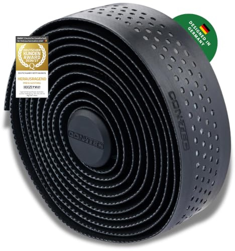 CONTEC Lenkerband Reflex.Micro, 2000x30x2,5 mm, aus Polyurethan und Schaummatrix, selbstklebend und rutschsicher, mit Klebestreifen und 2 Lenkerstopfen, Paar, schwarz reflektierend
