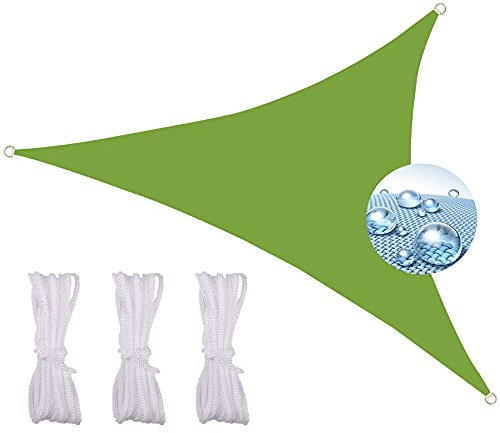 Toldo parasol triangular impermeable 3 x 4 x 5 m con cuerda resistente a los rayos UV para terrazas, color blanco y beige