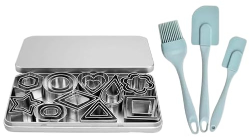 Rrlihjgu Moldes para galletas, 30 moldes para galletas, moldes para hornear, moldes de acero inoxidable y moldes para postres, aptos para lavavajillas, para cumpleaños, aperitivos, bodas, fiestas