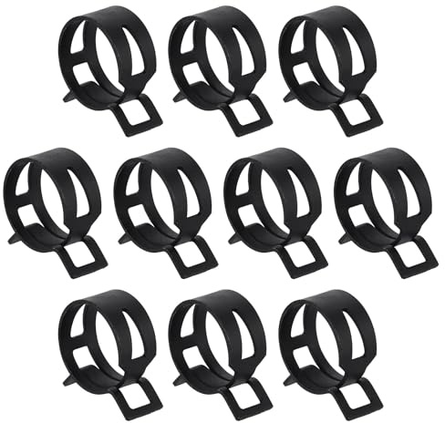 sourcing map 10pcs Spring Band Type Hose Clamps 27mm Fuel Line Hose Spring Clip Silicone Vacuum Hose Pipe Clamp Low Pressure Tube Clip Fastener, Black