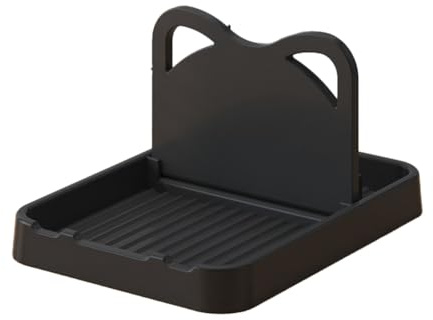 Puthernm Spoon Rest with Lid Holder, Foldable Spoon Holder for Kitchen Counter, Cat Pot Lid Holder for Spoons Black Easy Install
