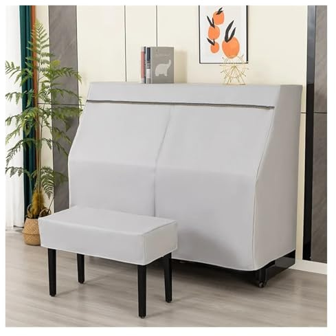 Klavier Flügel Abdeckung Klavierbezug-Sets, allgemein, modern, wasserdicht, for Klavier, Hocker, Sitze, Heimdekoration, Klaviertuch(Gray white,Double seat)