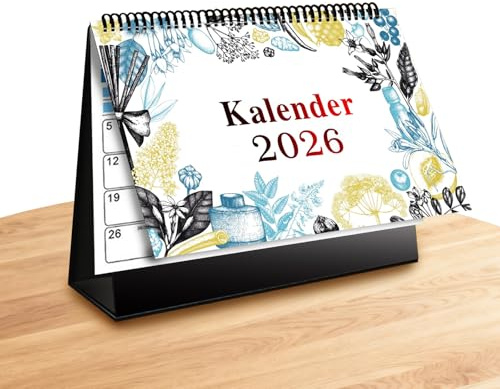YIHAOH 2026 Tischkalender, 12 Monate Tischkalender Wochenplaner, 2026 Horizontaler Monatskalender Wochenplaner, Abreißbarer Stehkalender, Flip Page Tischkalender, Geeignet für Büros
