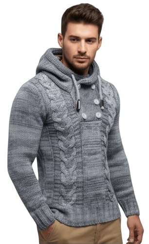 AAFGVC Pull Cardigan tricoté pour Hommes, épaissi de Velours, Chaud en Hiver, décontracté et Polyvalent pour l'extérieur (Gris,M)
