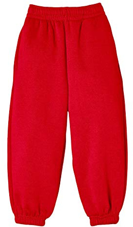 Kids Fleece Jogging Bottoms Boys Girls Joggers Soft Tracksuit Pants School PE Sports Trousers Warm Casual Pull On Jogging Pants Elastic Waist Joggers Red 9-10 Year