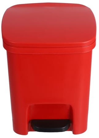 BESPORTBLE 10L Red Plastic Foot Pedal Trash Bin Lid, Small Kitchen Wastebasket for Living Room, Bedroom, Office, and Outdoor Use