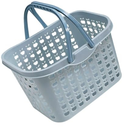 Yardenfun Cestino Per Frutta e Verdura in Plastica Manico, Contenitore Multifunzione Leggero e Resistente Per Casa, Supermercato e Conservazione Alimentare, Cesto Raccolta Spesa Piccolo Blu