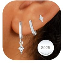 AVOTTO 3 Paires Boucles D'oreilles femme Argent Hypoallergénique Boucle d oreille Femme or Argent Huggie Clou Creoles D'oreille Piercings