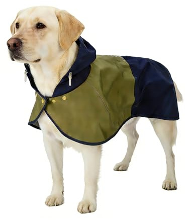 Regenmantel Hund wasserdicht & Winddicht, leichte Regenjacke mit Kapuze | XXL für Hunde von 31.5 kg bis 40 kg – mit elastischen Beinbändern, leicht & atmungsaktiv
