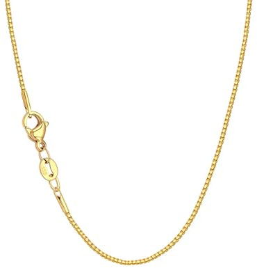 HEYEJET Gold Box Chain Snake Chain Herringbone Choker Necklace for Women Link Chain18K Gold Plated 16 18 20 22 24 Lengths Dainty Necklace for Layering Pendants Replacement Chain (Box Chain, 20)