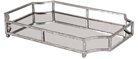 Kate and Laurel Ciel Metal Mirrored Ornate Scalloped Decorative Tray, Silver