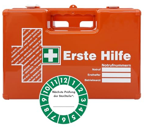 Verbandskoffer/Verbandskasten (K) LW - Erste-Hilfe-Koffer DIN 13157 & 13164 | Betriebsverbandkasten für Betrieb, Firmenwagen & Baustelle | Mit Unfall-Dokumentation | Made in Germany