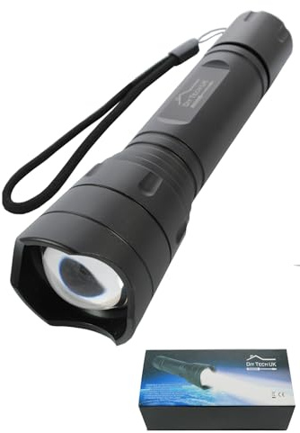 DIY TECH UK - IncrediBeam Supreme 15cm Pocket Torch Latest Super-Bright LED | 300m Long Range - Zoomable - 5 Functions - Anti-Slip Aerospace Grade Aluminium Body Black