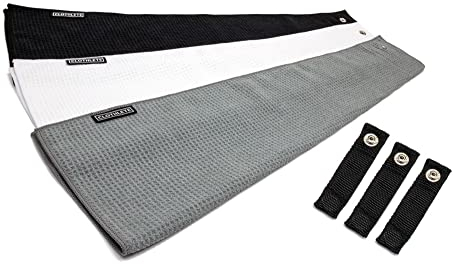 Clothlete Magnetisches Greenside Mikrofaser-Golf-Handtuch, Handtücher und 3 Magnetaufsätze, 40,6 x 61 cm, 3 Stück
