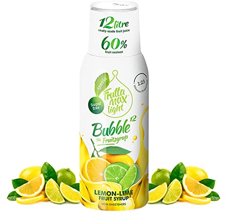 Light - Bajo en carbohidratos - Jarabe de fitness de FruttaMax | Azúcar Cero | con Stevia | 50-60% Contenido de Fruta 500ml (Limón-Lima Light)