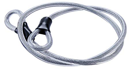 Cavo di sicurezza in acciaio inossidabile, cavo in acciaio intrecciato a doppio anello blocco flessibile blocco cavo Lucchetto a U da 3/8 di pollice, lucchetto, fune metallica trasparente con anello