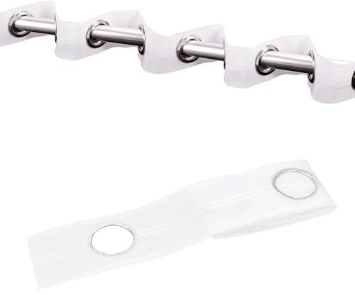 Trimming Shop Ojales Cortina Cinta con 8 Metal Plata Anillos para 40mm Polo en Cortinas, Cortinas, Puerta Decoración & Bricolaje Ventana Accesorios (1 Metros de Largo, Blanco)