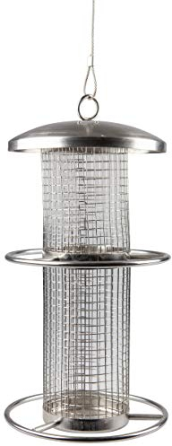 Windhager Vogelfuttersilo Pick-Up, Vogelhaus, Futterhaus für Vögel, Vogelhäuschen, Vogelfutterstation zum Aufhängen, Vogel-Silo, 07953, Silber