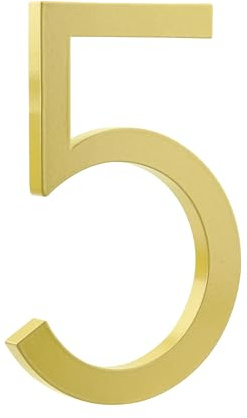 HASWARE Numero civico galleggiante 6 pollici (15 cm) Elegante porta numeri targa alfabeto Numeri indirizzo di casa (5, Oro)