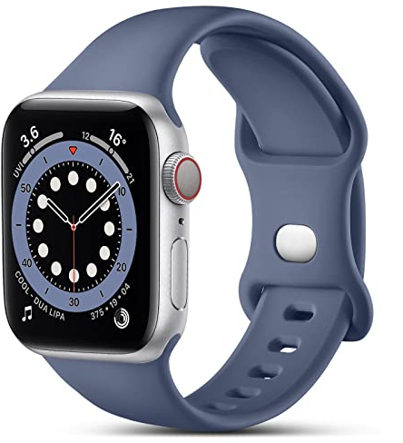 CeMiKa Cinturino Compatibile per Apple Watch Cinturino 38mm 40mm 41mm 42mm 44mm 45mm 46mm 49mm, Silicone Cinturini di Ricambio per iWatch Series 10 9 8 7 6 5 4 3 2 1 SE, 38mm/40mm/41mm-S/M, Blu Grigio