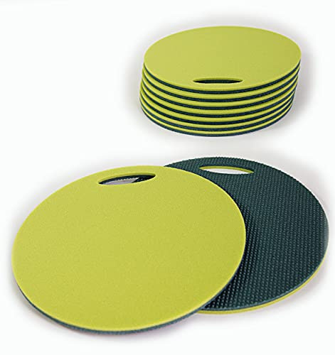 Yate Set 12 doppelte Schaumstoff Sitzkissen mit Griff Kinder Sitzunterlage WASSERDICHT Rund 35 x 35cm für Kindergarten Morgenkreis, Schulen, Waldbühne - 2 lagig, doppelte Stärke