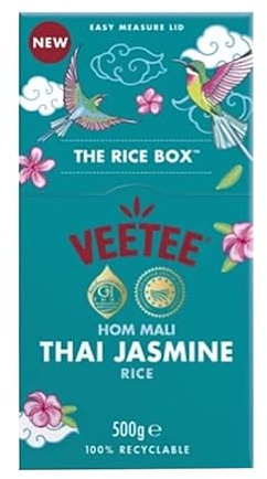 VEETEE HOM Mali Thai Jasmine Rice Box for Dry Rice Cooking, Low Sodium, Wheat-Free, No Artificial Colours, Flavours or Preservatives, 500 g (Pack of 6)