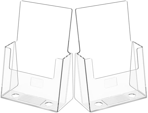 MaxGear Acrylic Brochure Holder 6 x 9 Inches, Clear Plastic Countertop Literature Holders, Bi-fold Flyer Display Stand for Pamphlets, Booklets, Magazines, Menus, Multi Purpose Organizer, 2 Pack