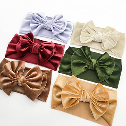 URFEDA 7 stycken babyhårband, rosett, baby, flicka, pannband, mode, sammet, hårband, turban, barn, rosetter, hårprydnad, mjukt pannband, hårband elastiskt hår, tillbehör för nyfödda småbarn