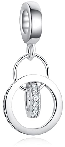 Annmors Charm Circles Dangle Charm Anhänger 925 Sterling Silber Pendant Bead with Cubic Zirconioa für Chamilia und europäische Armbänder und Halskette