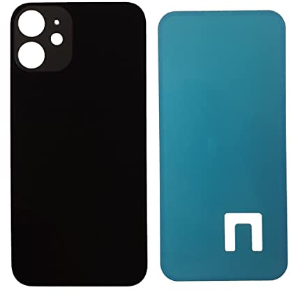 DHLK® Vitre Arrière, vitre de la Coque Compatible avec iPhone 12 Mini - sans Logo (Noir)