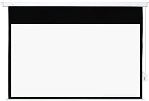 HOMCOM Pantalla de Proyector Eléctrica 100 Pulgadas HD Pantalla de Proyección Motorizada Formato 16:9 con Mando a Distancia para Cine en Casa Fiestas 253x7,5x168 cm Blanco