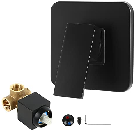 CEIEVER - Rubinetto da Incasso con Vite e Chiave per Doccia, in Ottone, Set di Montaggio Predefinito, Miscelatore Monocomando da Incasso (Nero)