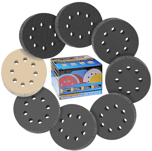 81 Stück Schleifpapier 125mm Klett Nass Trocken Profi Schleifscheiben Rund 8 Loch Siliciumcarbid Schleifblätter(Mit Körnung 240/400/600/800/1000/1500/2000/3000 x10) für Exzenterschleifer-ALPXUXP