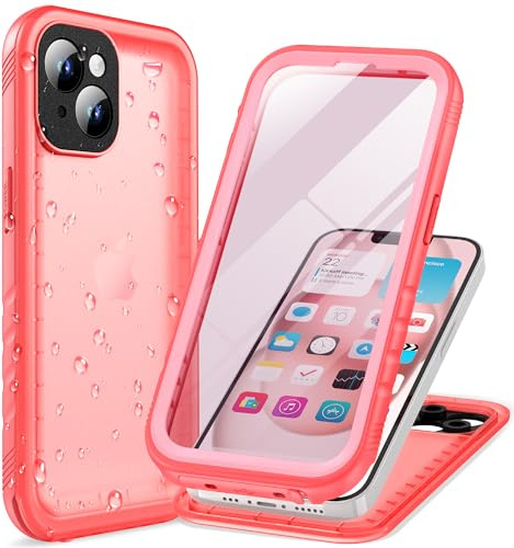 Cozycase TOP Militärschutz wasserdichte 360 Hülle Für iPhone 14, Rosa | Outdoor Panzerhülle Full Armor Case, Vorne Hinten Komplett Schutz, Soßfest Staubschutz Baustelle Waterproof Handyhülle