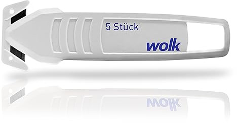 wolk Cuttermesser 5 Stk, Paketöffner, Kartonöffner, verdeckte Klinge | Sicherheitsmesser mit verdeckter Klinge. Beidhändig für Kartons, Pakete und Verpackungen geeignet.