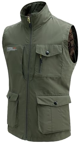 MeiLayM Chaleco de pesca de Trabajo con múltiples bolsillos Aire Libre Respirable Chaleco chaqueta sin mangas para Deportes Chalecos Casual Cámping Fotografía Viajes Secado Rápido Chaleco