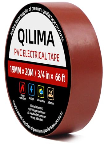 QILIMA Cinta aislante eléctrica, 20 metros, color marrón