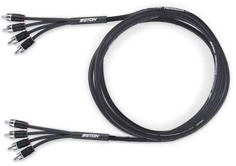 ETON RCA 4P-55 – 4-Kanal OFC Cinchkabel, 5,5 m | Hochwertiges RCA-Audiokabel für Auto-Verstärker, Radios, Head Units, 4 Stecker auf 4 Stecker, Cinch zu Cinch RCA Audiokabel
