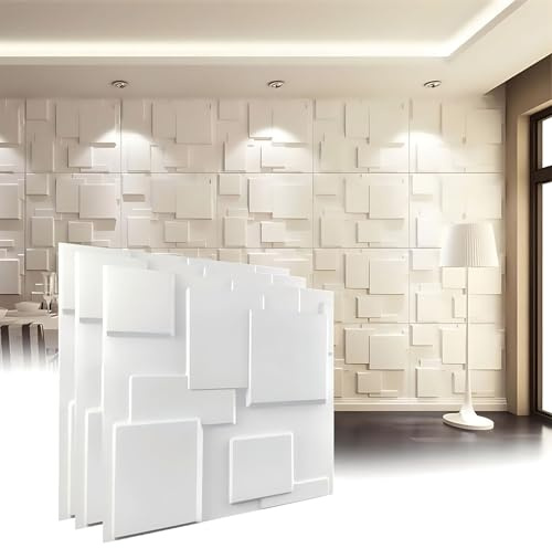 HAILM Panneau Mural 3D 50 X 50 cm, Parement Mural Exterieur Imperméables Bricolage, Dalle PVC Adhesive Murale Résistants À Chaleur, Papier Peint Adhesif Mural pour Salon, Salle Décoration,5pcs