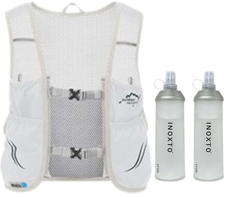 Colcolo Trinkwesten-Rucksack, Trinkbeutel für Männer und Frauen, Laufweste für Läufer, Bergsteigen, Radfahren, Hellgrau Grün, l