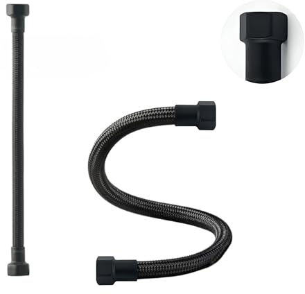LAXARA DVGW Premium farbiger Flexschlauch schwarz und weiß 3/8 Zoll bis 1/2 Zoll ÜM beidseitig in auswählbaren Stilen (3/8 Zoll Schwarz | Schwarz Matt, 30 cm)