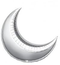 Pallone PALLONCINO in foil Mylar a forma di LUNA ARGENTO - 89 cm - Gonfiabile Aria o Elio - Decorazione Feste, Party, Compleanno, Matrimonio, battesimo, comunione, cresima -FORNITO SGONFIO