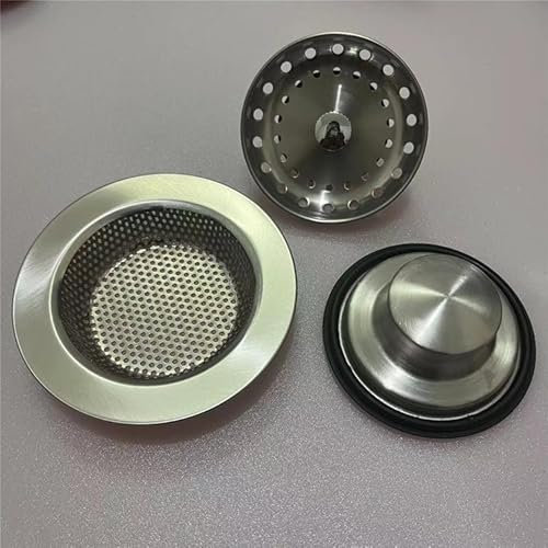3Pcs Universal Kitchen Sink Stopper Strainer Garbage Disposal Plug, Stainless Steel Anti-Clogging Kitchen Sink Filter Sieve Basket Strainer, Wide Rim for Kitchen Sink Drain (Silver)