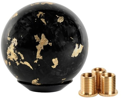 muge racing Universal Gear Shift Knob Forged Carbon Fiber Ball Type Stick Shifter with 3 Adapters,Gold