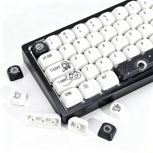 YMKPVR KBDiy Outer Space KOA Profile Keycaps Set,Dye-Sublimation PBT Cute Custom Keyboard Keycap,135 Key Cap Set for Cherry Gateron MX Switches Mechanical Keyboards