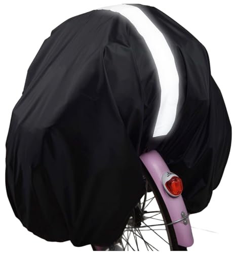 VAOLOAV 100L Regenhülle für Regenüberzug Rahrradkorb Fahrradtasche Gepäckträger Wasserabweisende Fahrradkorb Abdeckung mit Reflexstreifen Schwarz