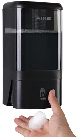 AIKE Foaming Soap Dispenser 1200 ML Wall-Mounted, Manual Push Pump Large Capacity Clear Window AK1007F