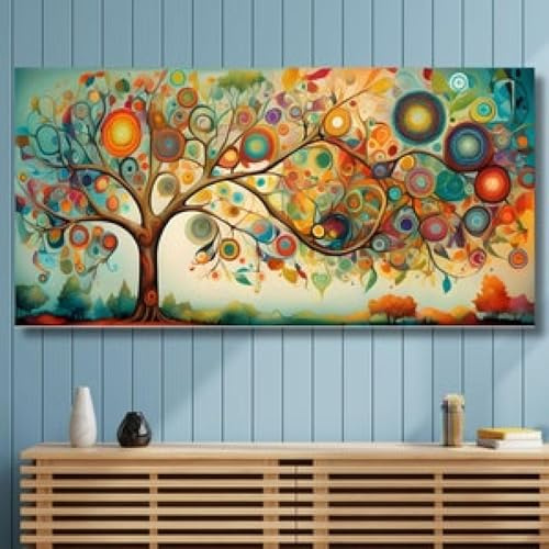 DHHXY Druck auf Leinwand XXL, Der Baum des Lebens, Leinwanddruck „Der Baum des Lebens“, farbenfrohe abstrakte Wandkunst, Leinwandbild, Druck auf Leinwand, 70 x 140 cm, ungerahmt